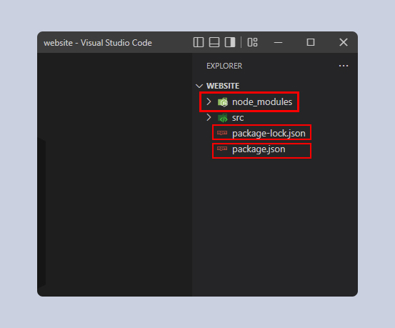 VS Code view of the new files